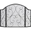 HOMCOM Parascintille Camino a 3 Pannelli in Metallo con Design Pieghevole, 66x31x81 cm, Nero|Aosom