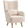HOMCOM Poltrona con Rivestimento in Peluche, con Cuscino in Schiuma, Beige | Aosom Italy