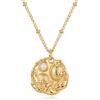 Jenosy Collana da donna con ciondolo in ottone placcato oro 18 carati, per donne, ragazze, regali estivi, Medium, Ottone Oro