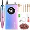 Melodly Kit trapano elettrico per unghie, lima per unghie professionale | SC800 - Potente macchina per manicure e pedicure per unghie a immersione in polvere in gel acrilico, senza fili