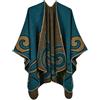 Generisch Poncho, sciarpa da donna, stile retrò, con stampa, oversize, cardigan, autunno, inverno, cardigan aperto, invernale, mantello reversibile, giacca lunga per le mezze stagioni