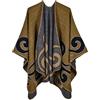 Generisch Poncho, sciarpa da donna, stile retrò, con stampa, oversize, cardigan, autunno, inverno, cardigan aperto, invernale, mantello reversibile, giacca lunga per le mezze stagioni