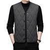 Generisch Gilet a maglia da uomo, con scollo a V, senza maniche, con bottoni, con calda imbottitura, in pile, per attività all'aperto, grandi dimensioni, per le mezze stagioni