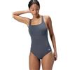 Speedo Donna Flex Band Swimsuit with Integrated Swim Bra | Swim Fitnes | Training, Grey Lead/Black, 40