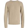 JACK & JONES Jjpannel Knit Crew Neck Aw25, Crockery, S