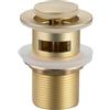 Balneo Tappo per lavabo, in ottone cromato, meccanismo a clic, 38 mm, colore oro spazzolato, con cestini e troppopieno, resistente alla corrosione, design moderno