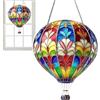 Generic Lampada solare da giardino a forma di mongolfiera, 23 x 18 cm, lanterna a forma di mongolfiera, in acrilico, decorazione decorativa per patio, giardino, casa, ornamento da appendere