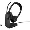 Jabra Evolve2 55 Cuffie Wireless Stereo con base di ricarica, Dongle USB-C, Ottimizzato per Microsoft Teams, Stereo, Supporto incluso
