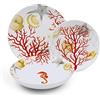 Excelsa Coral Servizio Piatti 18 Pezzi, Porcellana, Rosso
