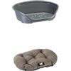 Ferplast Cuccia per Cani e Gatti in plastica Lavabile, Traspirante e Antiscivolo, con Cuscino Imbottito in Cotone, 70,5 x 52 x 23.5 cm Grigio