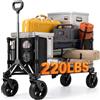 Overmont Carrello Pieghevole 3 in 1-120 L Grande Capacità, Portata fino a 100 kg - Carrello con Ruote Tutto Terreno, Leggero e Compatto - per Campeggio, Spiaggia, Giardino, Shopping e Sport