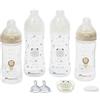 Bebeconfort Kit Biberon Neonato Physio Air Cresce-con-Me, Biberon Anticolica, 0+ mesi, Include 4 Biberon Neonato, 3 Misure di Tettarelle, Succhietto Anatomico, Design che si illumina al buio