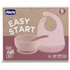 Chicco Set Pappa in Silicone Easy Start 6m+, Set Svezzamento 3 Pezzi con Ciotola Ventosa Antiscivolo, Bavaglino Tasca Raccoglipappa e Cucchiaio Morbido,100% Silicone Alimentare Senza BPA