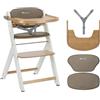 Bebeconfort Timba 2 con Cuscino, Seggiolone Pappa Evolutivo in Legno, 6+ Mesi, Fino a 110 kg, Sedia Evolutiva Ergonomica, Regolabile in Altezza, Vassoio Amovibile, Natural Wood + Cuscino