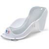 Foppapedretti Supporto Bagnetto Acquolina, per Bambini dalla nascita fino a 6 mesi (fino a 9 Kg), Igienico, Ergonomico, Maglia Morbida Antimuffa, Ventose per ancoraggio a vasca, Bianco-Grigio