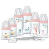 DODIE Kit Naissance - 6 biberon anticolico tettarelle piatte (2 x 150 mL; 2 x 270 mL; 2 x 330 mL), 1 ciuccio anatomico 0-2 mesi, 1 spillo - senza BPA - rosa