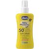 Chicco Latte Solare Baby SPF50+ 150ml, Protezione Advanced 3 PRO-TECH Resistente a Acqua e Sabbia, Senza Profumo e Alcool, Formula Eco-Friendly Reef Safe, Bottiglia in Plastica 100% Riciclata