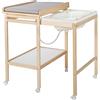 roba Fasciatoio + Vasca da Bagno Baby Pool - Materassino Idrorepellente roba Style Grigio - Scorrevole - con Tubo di Scarico - 6 Ruote con Freni - Legno Naturale e Bianco