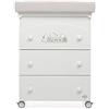 Foppapedretti Bagnetto Fasciatoio Felicity, Legno, Made in Italy, 3 Cassetti, Piano Fasciatoio Ribaltabile, Vaschetta Anatomica Estraibile, 4 ruote, Materassino Incluso, 47x69x89 cm, Bianco