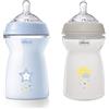 Chicco Biberon Anticolica Natural Feeling, 6 Mesi +, 330 ml, Biberon con Tettarella in Silicone Morbida e Flessibile, Adatto per allattamento misto, Flusso veloce, Azzurro e Neutro, 2 Pezzi