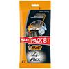 BIC 4 Flex Rasoi Usa e Getta Uomo con Barra Protettiva in Gomma e Banda Emolliente - Confezione da 8 pezzi