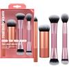 Real Techniques Full Beat Makeup Brush Set, 4 Piece Brush Kit for Foundation, Concealer, Blush, Contour, Highlight & Powder Blending, Travel Set, Soft UltraPlush Bristles, Cruelty-Free