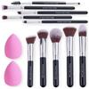 PORTENTUM Set Pennelli Make Up 10 + 2 Premium synthetic pennelli trucco per fondazione cipria fard, ombretto, Set di pennelli make up, kit con spugnetta e Blender Beauty