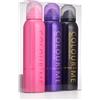 COLOUR ME Pink/Purple/Gold Femme - Triple Pack, Fragrance for Women, 3 x 150ml Body Spray, by Milton-Lloyd
