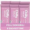 Chilly, Salviettine Fresco, Salviette Igiene Intima, Azione Protettiva con Mentolo Naturale, per Uso Quotidiano, Clinicamente Testato, pH 5 - Confezione da 6 Pezzi