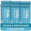 Chilly, Salviettine Intime Lenitivo, 6 x 12 pz | Sollievo dai Fastidi Intimi, con Bisabololo Dermocalmante, pH 5, Clinicamente Testato