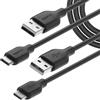 Amazon Basics Cavo di ricarica rapida da USB-C a USB-A 2.0, velocità 480 Mbps, certificato USB-IF, per Apple iPhone 16/15, iPad, Samsung Galaxy, tablet, laptop, confezione da 2, 1.83 m, nero