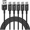 Amazon Basics Cavo di ricarica rapida da USB-C a USB-A 2.0, velocità 480 Mbps, certificato USB-IF, per Apple iPhone 16/15, iPad, Samsung Galaxy, laptop, 1.8 m, nero, confezione da 5