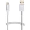 Amazon Basics Cavo di ricarica Lightning a USB-A, certificato MFi, in nylon intrecciato, per iPhone, argento, 1.8 m