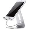 Amazon Basics Supporto regolabile per cellulare, per iPhone e dispositivi Android , 8.1 x 7.62 x 9.9 cm, Argento