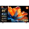 XIAOMI TV S Mini LED 85 pollici (216 cm), QLED Mini LED Televisore, Smart TV con Dolby Vision + Dolby Atmos, 144Hz con 288Hz Game Boost Mode, 4K UHD, HDR10+, MEMC, Google TV, Airplay 2