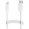 Amazon Basics Cavo di ricarica Lightning a USB-A, certificato MFi, serie Advanced, per iPhone, bianco, 1.8 m