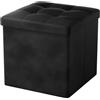 Oak & Tea Pouf pieghevole con contenitore, poggiapiedi pieghevole con contenitore, sgabello per fasciatoio, poggiapiedi con coperchio, per camera da letto e soggiorno, nero, 38 x 38 x 38 cm