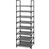 edihome, Scarpiera Salvaspazio Slim, 8 Livelli, (46 X 27 X 141 cm), Organizzatore di scarpe, Portascarpe stretto e alto, in plastica, verticale, verticale, Show Rack (8 Livelli)