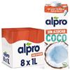 ALPRO SENZA ZUCCHERI, Bevanda al COCCO, 100% vegetale con vitamine B2, B12 e D (8 confezioni x 1 Litro)
