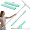 edihome, Lavavetri Telescopico Estensibile fino a 160 cm, Pulisci Vetri con 2 Teste e Panni in Microfibra, Tergivetro per Finestre, Doccia e Specchi, Uso Domestico (Set completo)