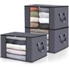 edihome, Scatole per Armadio, (3 unità), Contenitori Sottoletto, Salvaspazio, in Tessuto, Pieghevole, Scatole Vestiti Cambio Stagione (Grigio scuro, Pack di 3)