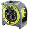 Masterplug Luceco Masterplug ProXT HMG15164SL-PX Prolunga Elettrica con Avvolgicavo e Presa Multipla x 4, 15 m, grigio/verde