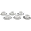Tognana Victoria, Set 6 Tazze Caffè con Piattino, Porcellana, Bianco