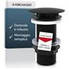 KIRCHHOFF 98806840 - Rubinetto di scarico per lavandino senza troppopieno, valvola di scarico senza troppopieno, scarico lavabo e lavabo, colore: Nero