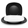 H&H Black&White Servizio Tavola 18 Pezzi, Vetro Opale, Bianco/Nero
