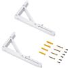 Emuca - Reggipiani pieghevoli, 303mm, Set di 2 staffe pieghevole per mensola a muro, carico max. 50kg, Verniciato bianco, Acciaio