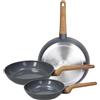Tognana T-Care, Set 3 padelle 20/24/28 cm, alluminio, grigio scuro