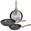 Tognana Great Stone, Set 3 Padelle 20/24/28 cm, Alluminio, Nero