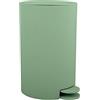 MSV - Osaki Cosmetic Bin - 3 Litri - Coperchio - Pattumiera a pedale per WC e bagni - Compatta - Spazio ridotto - con contenitore interno rimovibile - Verde basilico