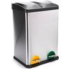 MSV - Pattumiera a pedale in acciaio inox da 40 litri per la raccolta differenziata - 2 bidoni rimovibili da 20 litri - Design moderno, silenzioso e antiodore - Ideale per la cucina e l'uso all'aperto